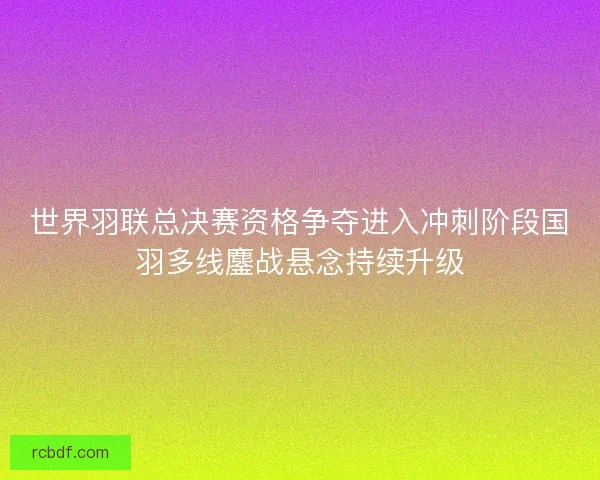 世界羽联总决赛资格争夺进入冲刺阶段国羽多线鏖战悬念持续升级