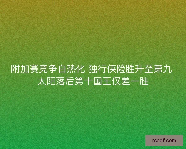 附加赛竞争白热化 独行侠险胜升至第九 太阳落后第十国王仅差一胜